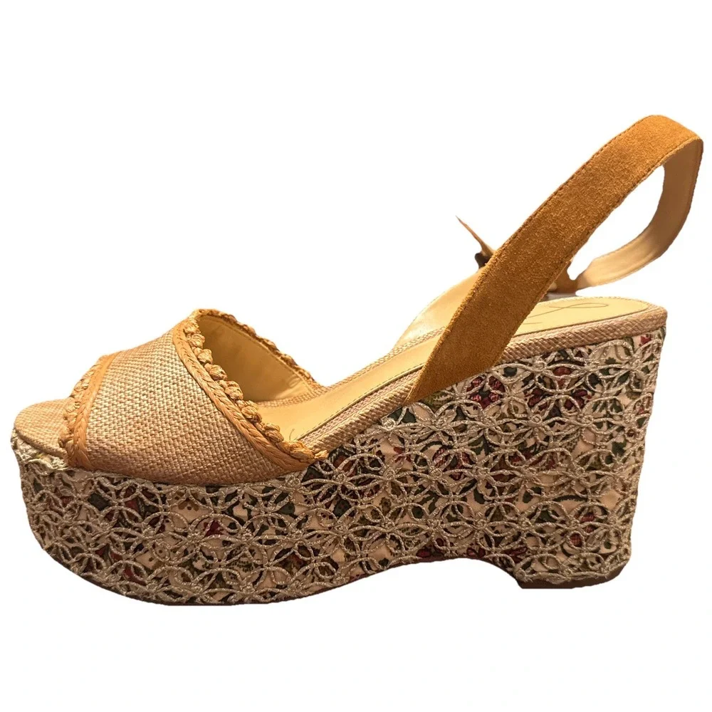 NWOB Sam Edelman Raffia / Woven Espadrille Platform Wedge Sandal ‑ Size 9.5 Boho